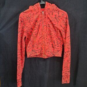 Lucky Brand Hoodie Women's Size: L RED Allover Print Full Zip